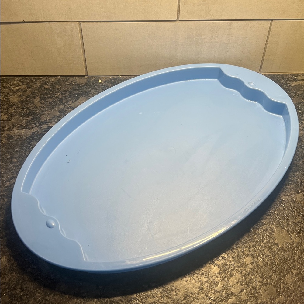 Tupperware Blue Impressions Oval Serving Tray. Looks to be new 17.5”